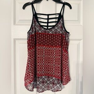 by&by Red and Black Patterned Sleeveless Top